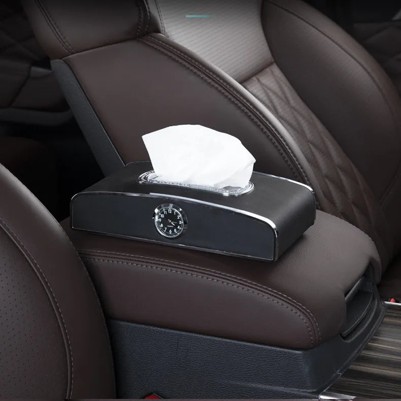 "AutoTissueBox – קופסת ניירת לרכב עם כיסוי PU מעור, פתרון אחסון נוח ואלגנטי לרכב."