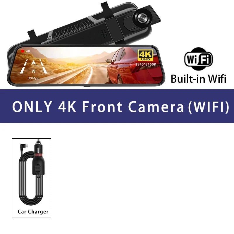 MirrorCam -מצלמת רכב מראה  4K עם GPS ותצוגת IPS