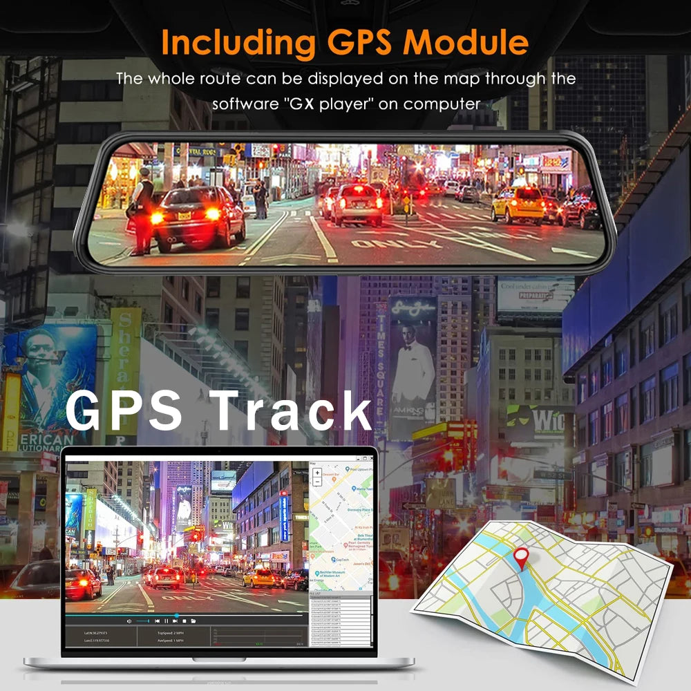 MirrorCam -מצלמת רכב מראה  4K עם GPS ותצוגת IPS