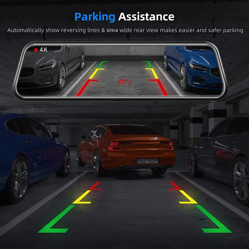 MirrorCam -מצלמת רכב מראה  4K עם GPS ותצוגת IPS