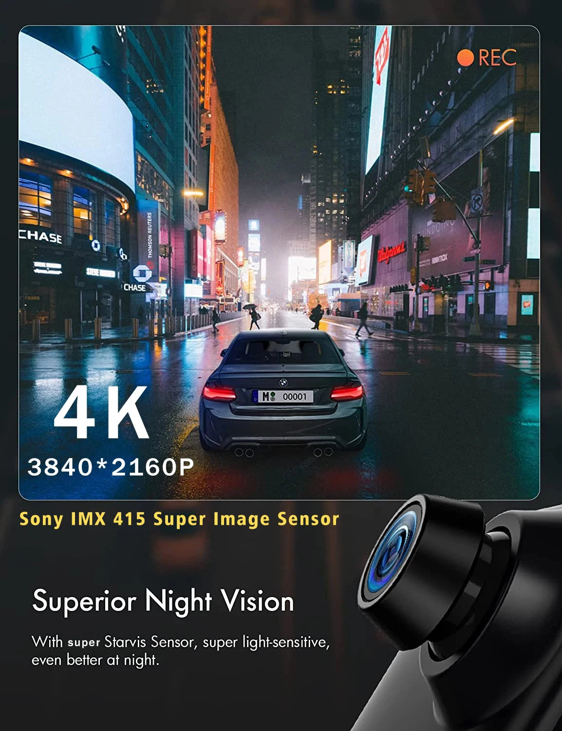 MirrorCam -מצלמת רכב מראה  4K עם GPS ותצוגת IPS