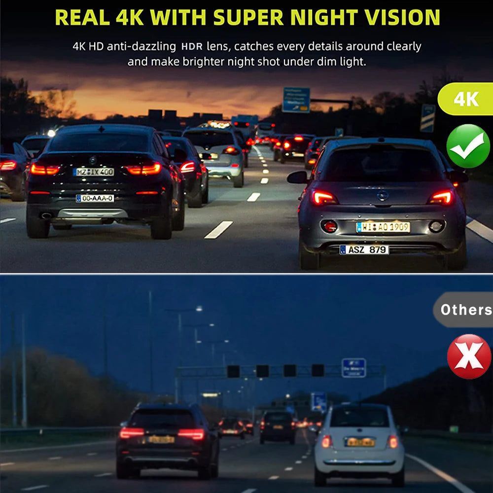 MirrorCam -מצלמת רכב מראה  4K עם GPS ותצוגת IPS